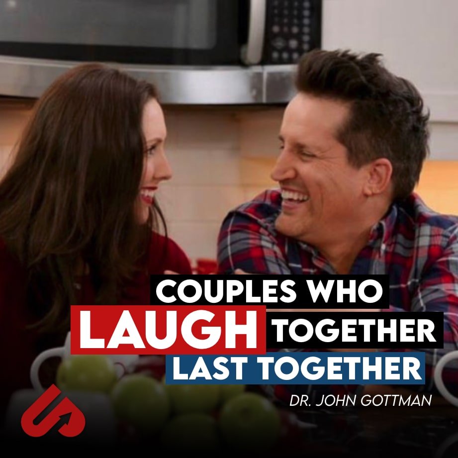 Dan and Danielle Macaulay laughing on A Better Us Marriage Television Show